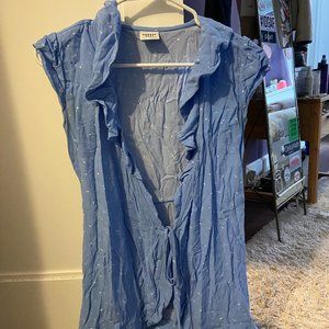 Blue open or tie wrap shirt/coverup